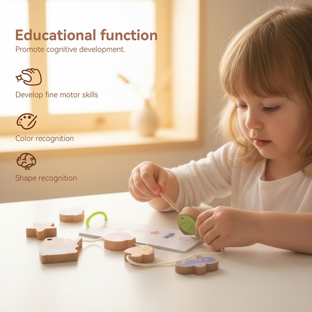 Kids Nature Education - Jouet d'enfilage en bois pour bébé,