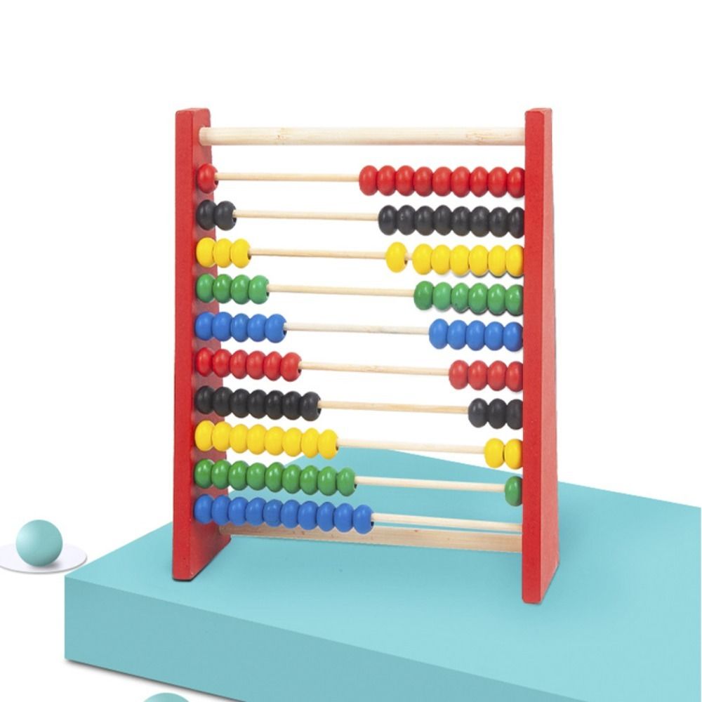 Kids Education Calculator - Boulier en bois durable rouge bleu,