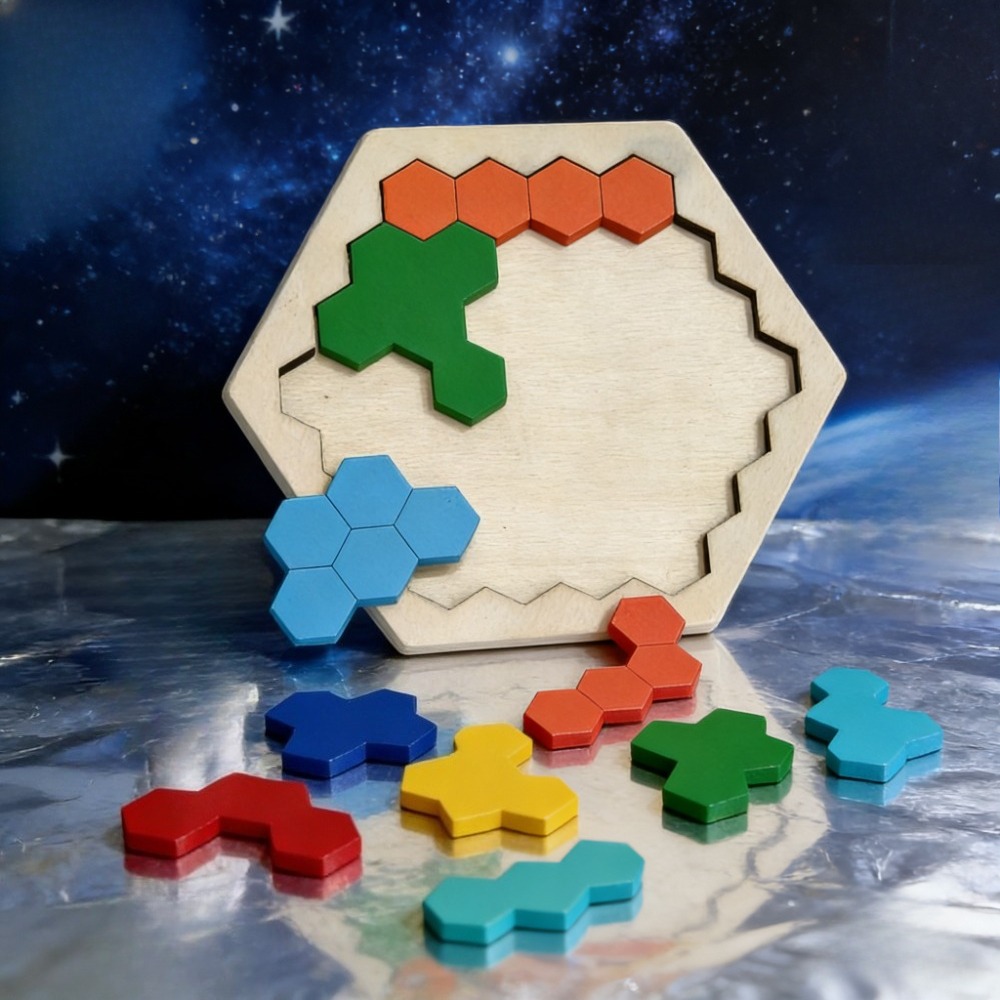 1 puzzle hexagonal en bois pou - Kids Education Age avis et prix